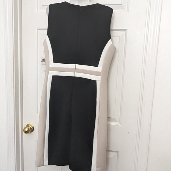 Calvin Klein Women's Colorblocked Scuba Sheath Dress Size 14 Black/Cream/White - Picture 6 of 10